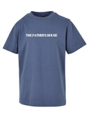 Blaues Father's House Kindershirt, Vorderseite mit Schriftzug