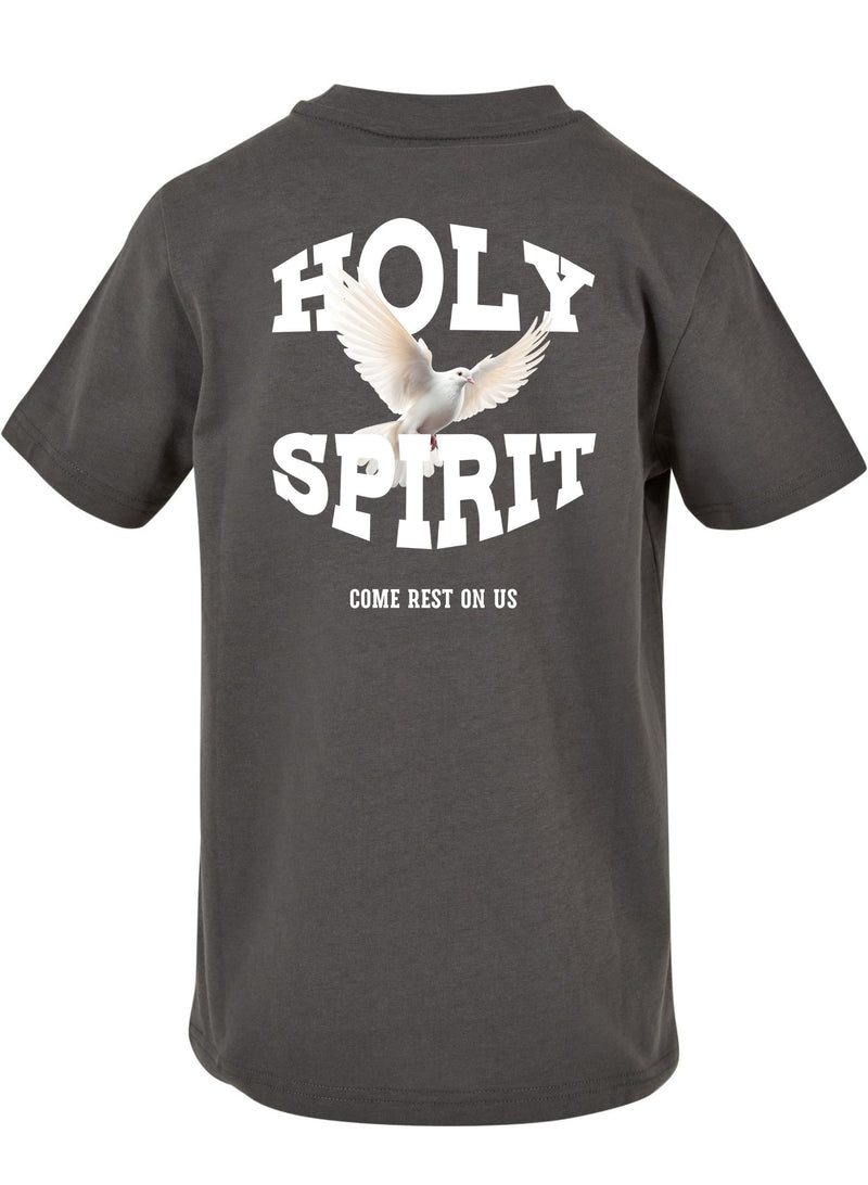 Dunkelgraues Holy Spirit Kindershirt, Rückseite mit Taube