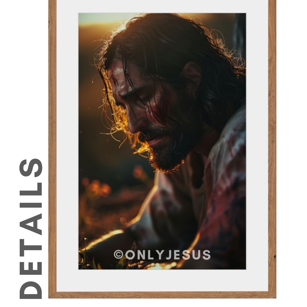 Detailansicht des Posters: Jesus im Garten Gethsemane im Abendlicht