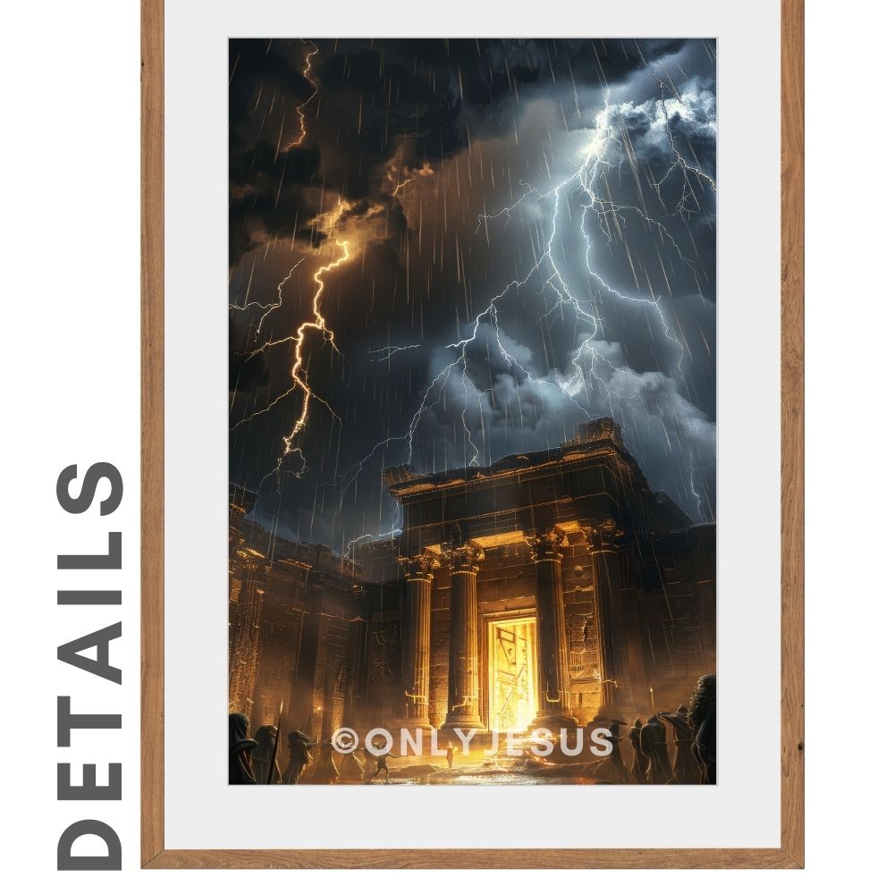Detailansicht des Posters: Tempel im Gewitter mit Blitzen