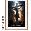 Detailansicht des Posters: Jesus am Kreuz unter Blitzen