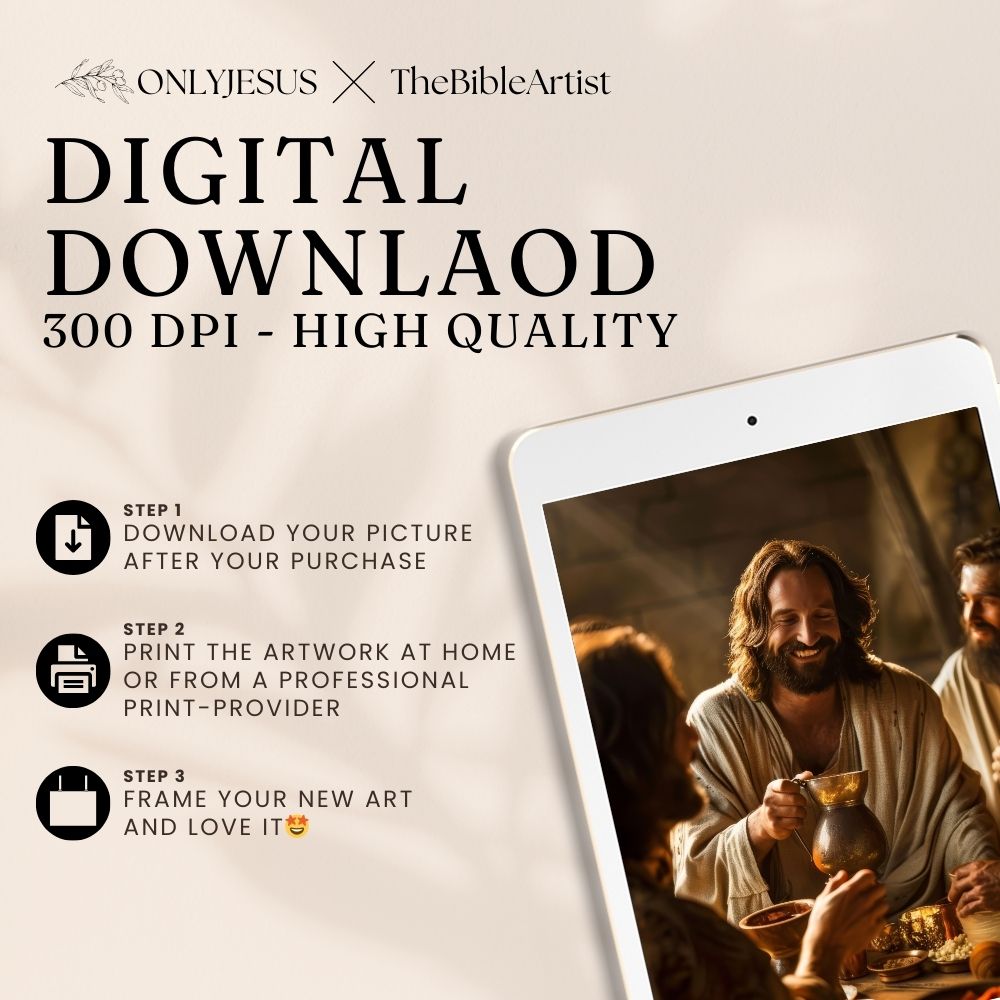 Digitaler Download in 300 dpi zum Selbstdrucken: Jesus mit dem Kelch beim Abendmahl