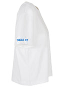 Weißes Holy Spirit Damenshirt von der Seite mit Jesaja 11,2