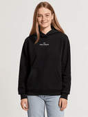 OnlyJesus Fluffy Hoodie Damen in Schwarz, Model dreht sich: vorne, Seite, hinten