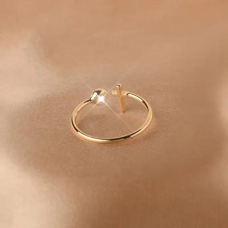 OnlyJesus - Minimalistischer Ring mit Kreuz und Brilliant - OnlyJesus