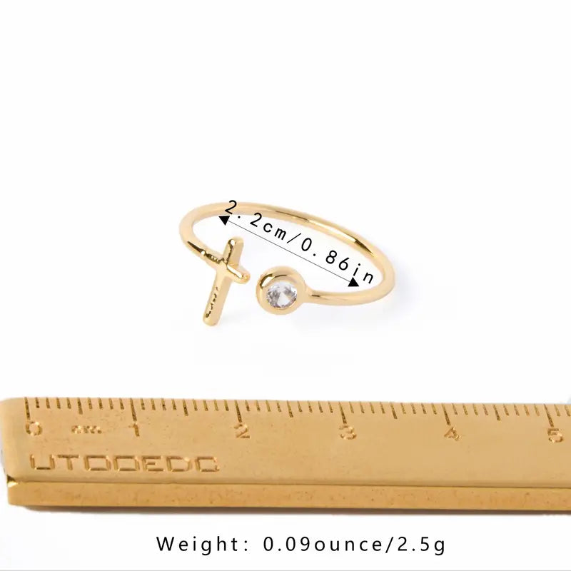 OnlyJesus - Minimalistischer Ring mit Kreuz und Brilliant - OnlyJesus
