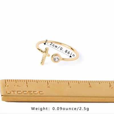 OnlyJesus - Minimalistischer Ring mit Kreuz und Brilliant - OnlyJesus